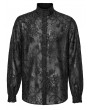 Punk Rave Black Gothic Retro Men's Embroidered Floral Pattern Fit Shirt