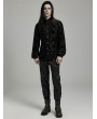 Punk Rave Black Vintage Gothic Velvet Floral Crown Pattern Men's Fit Shirt