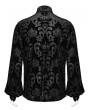 Punk Rave Black Vintage Gothic Velvet Floral Crown Pattern Men's Fit Shirt