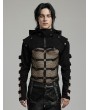 Punk Rave Black Gothic Punk Men's Hollow Out Sleeves Short Hooded Jacket