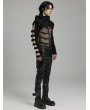 Punk Rave Black Gothic Punk Men's Hollow Out Sleeves Short Hooded Jacket