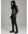 Punk Rave Black Gothic Punk Men's Hollow Out Sleeves Short Hooded Jacket