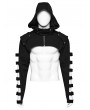 Punk Rave Black Gothic Punk Men's Hollow Out Sleeves Short Hooded Jacket