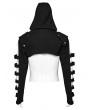 Punk Rave Black Gothic Punk Men's Hollow Out Sleeves Short Hooded Jacket