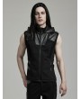 Punk Rave Black Gothic Punk Techwear Hooded Vest for Men