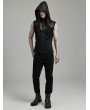 Punk Rave Black Gothic Punk Techwear Hooded Vest for Men