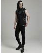 Punk Rave Black Gothic Punk Techwear Hooded Vest for Men