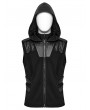 Punk Rave Black Gothic Punk Techwear Hooded Vest for Men