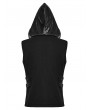 Punk Rave Black Gothic Punk Techwear Hooded Vest for Men