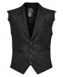 Punk Rave Black Vintage Gothic Jacquard Asymmetric Batwing Button Front Vest for Men