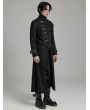 Punk Rave Black Gothic Punk Textured Asymmetrical Long Jacket for Men