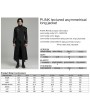 Punk Rave Black Gothic Punk Textured Asymmetrical Long Jacket for Men