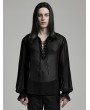 Punk Rave Black Gothic Vintage Loose Lantern Sleeve Perspective Chiffon Shirt for Men