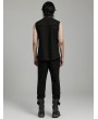 Punk Rave Black Gothic Punk Asymmetric Mesh Splicing Sleeveless Shirt for Men