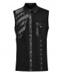 Punk Rave Black Gothic Punk Asymmetric Mesh Splicing Sleeveless Shirt for Men