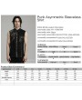 Punk Rave Black Gothic Punk Asymmetric Mesh Splicing Sleeveless Shirt for Men