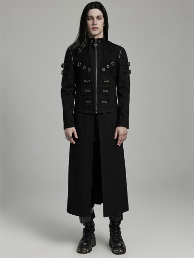 Punk Rave Black Gothic Punk Zipper Detachable Multi Wear Jacket for Men