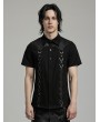 Punk Rave Black Gothic Punk Triangle Buckle Short Sleeve Shirt for Men