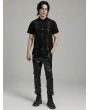 Punk Rave Black Gothic Punk Triangle Buckle Short Sleeve Shirt for Men