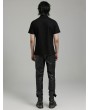 Punk Rave Black Gothic Punk Triangle Buckle Short Sleeve Shirt for Men