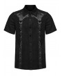 Punk Rave Black Gothic Punk Triangle Buckle Short Sleeve Shirt for Men