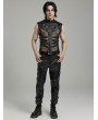 Punk Rave Black Gothic Punk Handsome Mesh Leather Loop Hollow Vest for Men