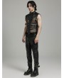 Punk Rave Black Gothic Punk Handsome Mesh Leather Loop Hollow Vest for Men