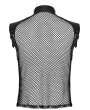 Punk Rave Black Gothic Punk Handsome Mesh Leather Loop Hollow Vest for Men