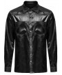 Punk Rave Black Gothic Daily Crack Leather Textured Fitted Men's Shirt