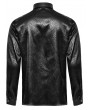 Punk Rave Black Gothic Daily Crack Leather Textured Fitted Men's Shirt