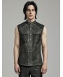 Punk Rave Black and Grey Gothic Wasteland Punk Men's Fitted Sleeveless Shirt