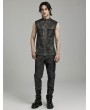 Punk Rave Black and Grey Gothic Wasteland Punk Men's Fitted Sleeveless Shirt