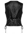 Punk Rave Black Gothic Retro Jacquard Flower Pattern Waistcoat for Men