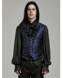 Punk Rave Black and Blue Gothic Retro Jacquard Flower Pattern Waistcoat for Men