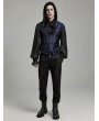 Punk Rave Black and Blue Gothic Retro Jacquard Flower Pattern Waistcoat for Men