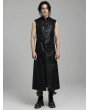 Punk Rave Black Gothic Punk Glossy Texture Long Vest for Men