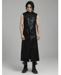 Punk Rave Black Gothic Punk Glossy Texture Long Vest for Men