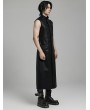 Punk Rave Black Gothic Punk Glossy Texture Long Vest for Men