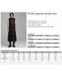 Punk Rave Black Gothic Punk Glossy Texture Long Vest for Men