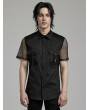 Punk Rave Black Gothic Punk Men's Short Mesh Sleeve Shirt