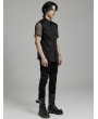 Punk Rave Black Gothic Punk Men's Short Mesh Sleeve Shirt