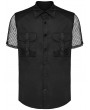 Punk Rave Black Gothic Punk Men's Short Mesh Sleeve Shirt