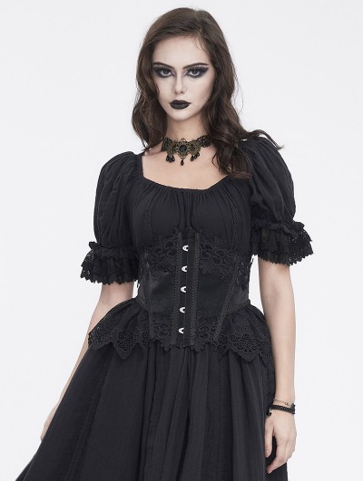 Devil Fashion 
Black Gothic Retro Embroidery Lace Applique Underbust Corset Waistband