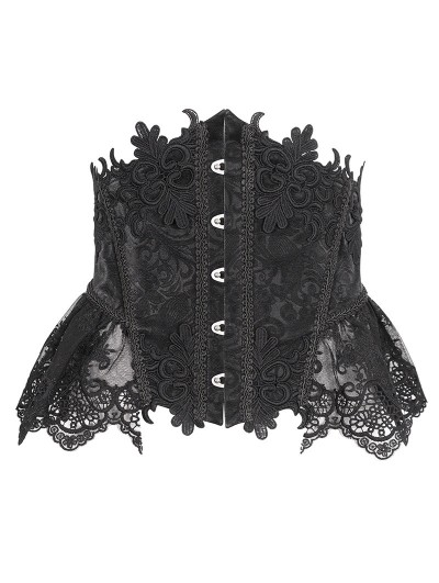 Devil Fashion 
Black Gothic Retro Embroidery Lace Applique Underbust Corset Waistband