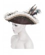 Devil Fashion Brown Retro Gothic Lace Ruffle Feather Costume Pirate Hat for Women