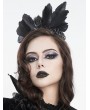 Devil Fashion Black Gothic Retro Cross Beading Feather Costume Crown Headdress