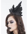 Devil Fashion Black Gothic Retro Cross Beading Feather Costume Crown Headdress