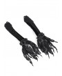 Devil Fashion Black Gothic Retro Velvet Rose Beaded Lace-Up Long Gloves for Women