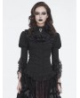 Devil Fashion Black Gothic Vintage Trumpet Lace Sleeve Jabot Ruffle Blouse for Women