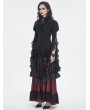 Devil Fashion Black Gothic Vintage Trumpet Lace Sleeve Jabot Ruffle Blouse for Women